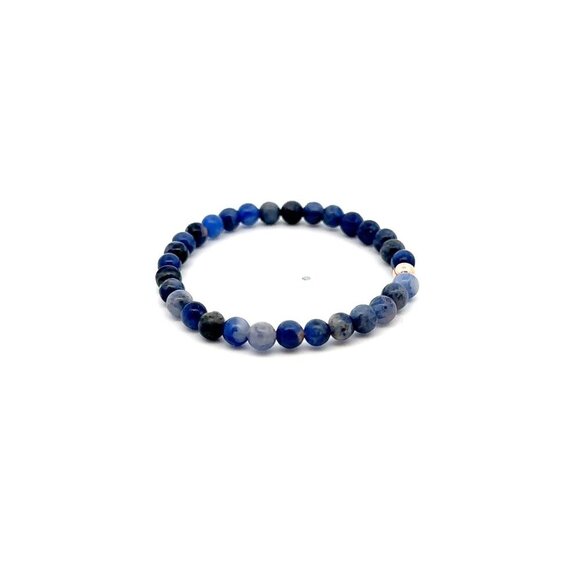 Natural Sodalite Gemstones Mini 4mm 18K Rose Gold Charm Bead - Picture 6 of 6